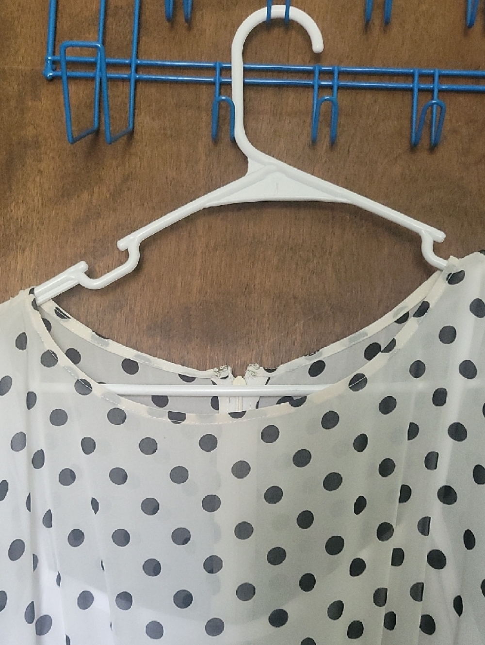 Polka Dot Bodice Black Midi Dress with Coral Belt - Picture 4 of 8